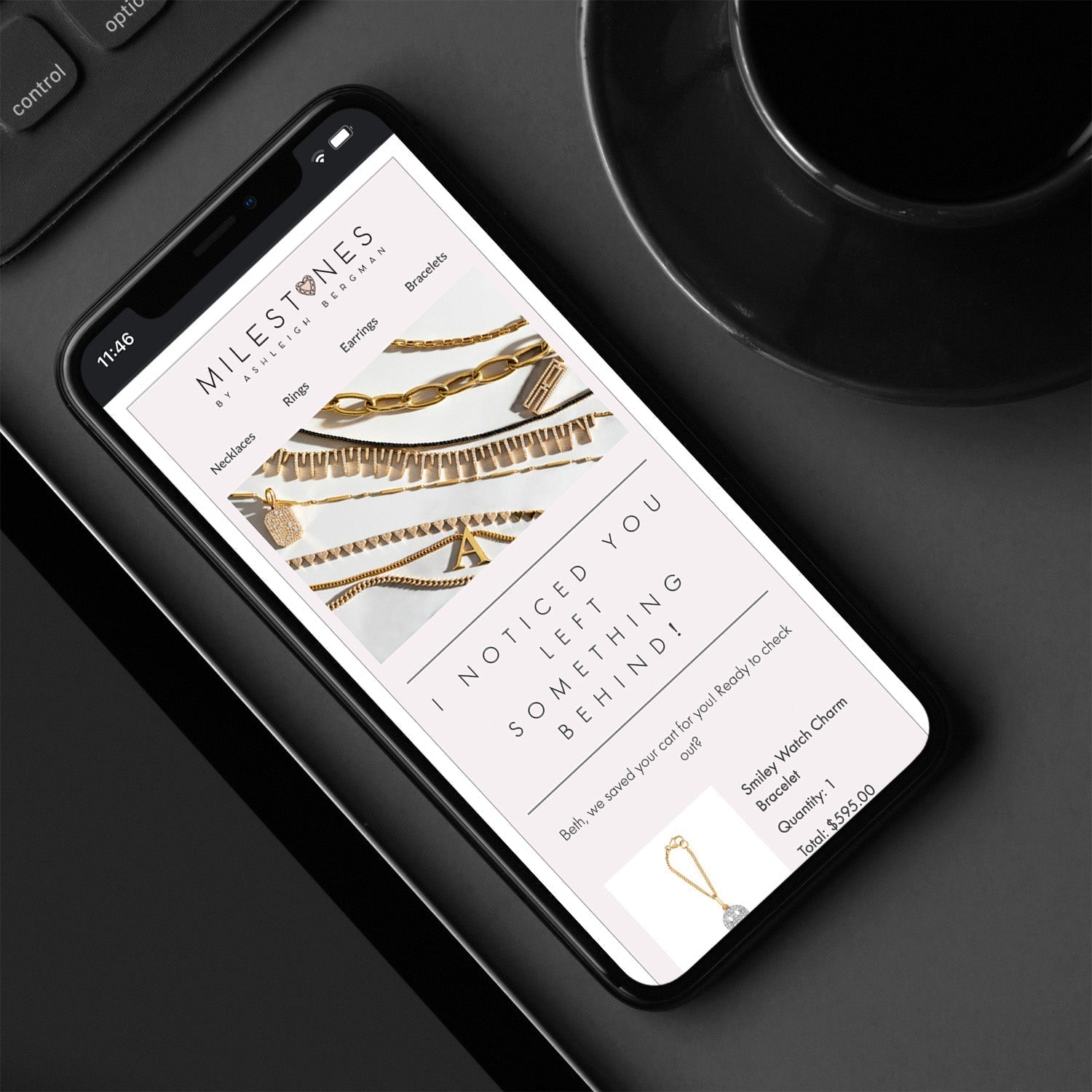 Milestones Abandoned Cart Email on Mobile