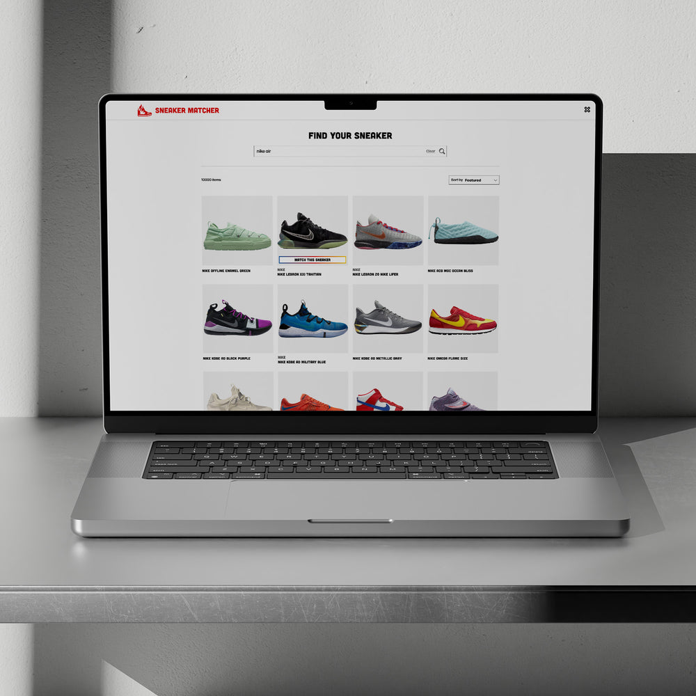 Custom Sneaker Matcher app Netalico built for Matchkicks, shown on a laptop